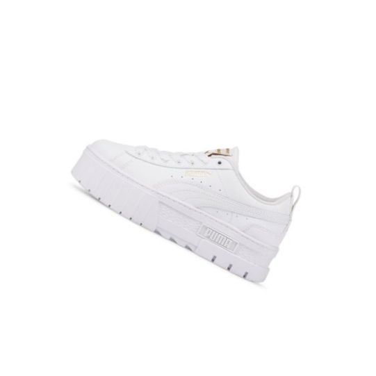 Tenisky Puma Mayze Kozene Youth Dievcenske Biele Zlate | 384527-020