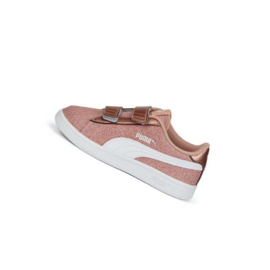 Tenisky Puma Smash v2 Glitz Glam Dievcenske Ruzove Zlate Biele | 367378-023