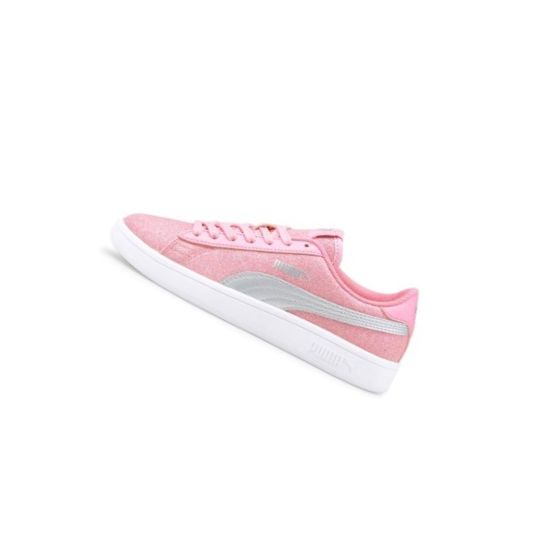 Tenisky Puma Smash v2 Glitz Glam Youth Dievcenske Ruzove Strieborne | 367377-021