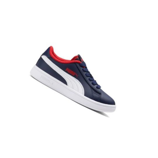 Tenisky Puma Smash v2 L Chlapcenske Námornícka Modrá Biele Červené | 365324-010